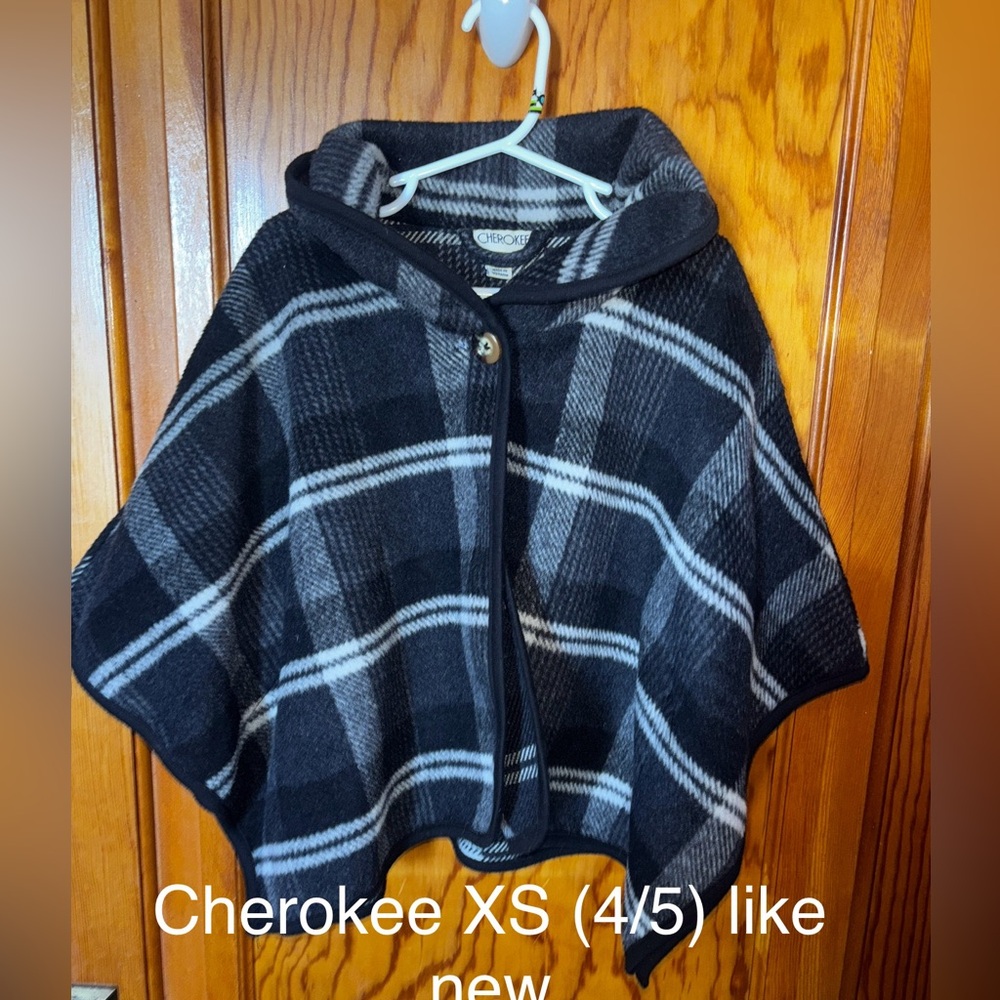 Cherokee Black and Gray Plaid Kids Poncho